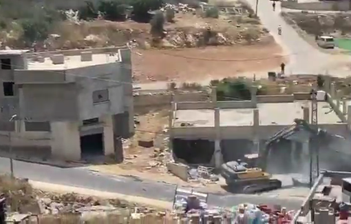 Thumbnail preview image for the video titled: Israeli bulldozers demolish several Palestinian homes in the village of Barta'a