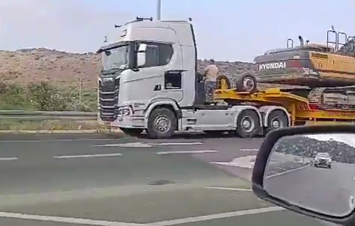 Thumbnail preview image for the video titled: Israeli bulldozers heading toward the town of Barta'a, ahead of carrying out demolitions of Palestinian homes