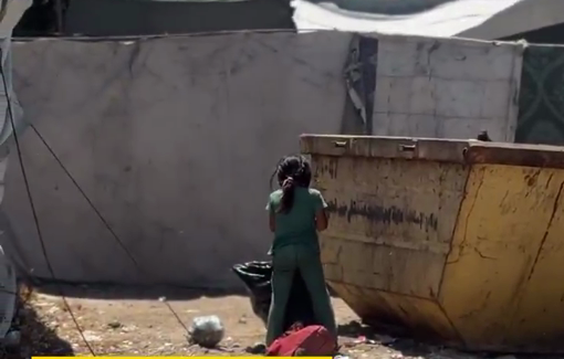 Thumbnail preview image for the video titled: Chidlren rummage through waste for anything they can salvage amid Israel's continued obstruction of aid