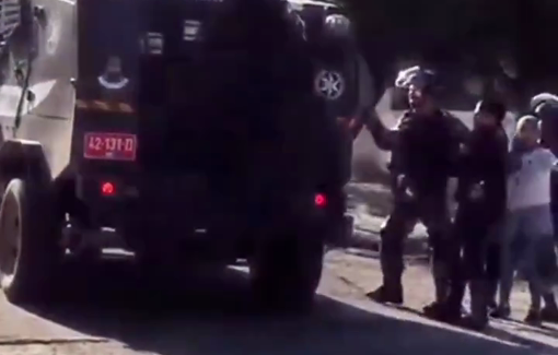 Thumbnail preview image for the video titled: Harrowing footage of Israeli soldiers abducting three Palestinian schoolgirls in Beituna