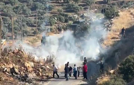 Thumbnail preview image for the video titled: Israeli forces block Deir Abu Mashal leaders from accessing land after a settler outpost was established to seize Palestinian territory