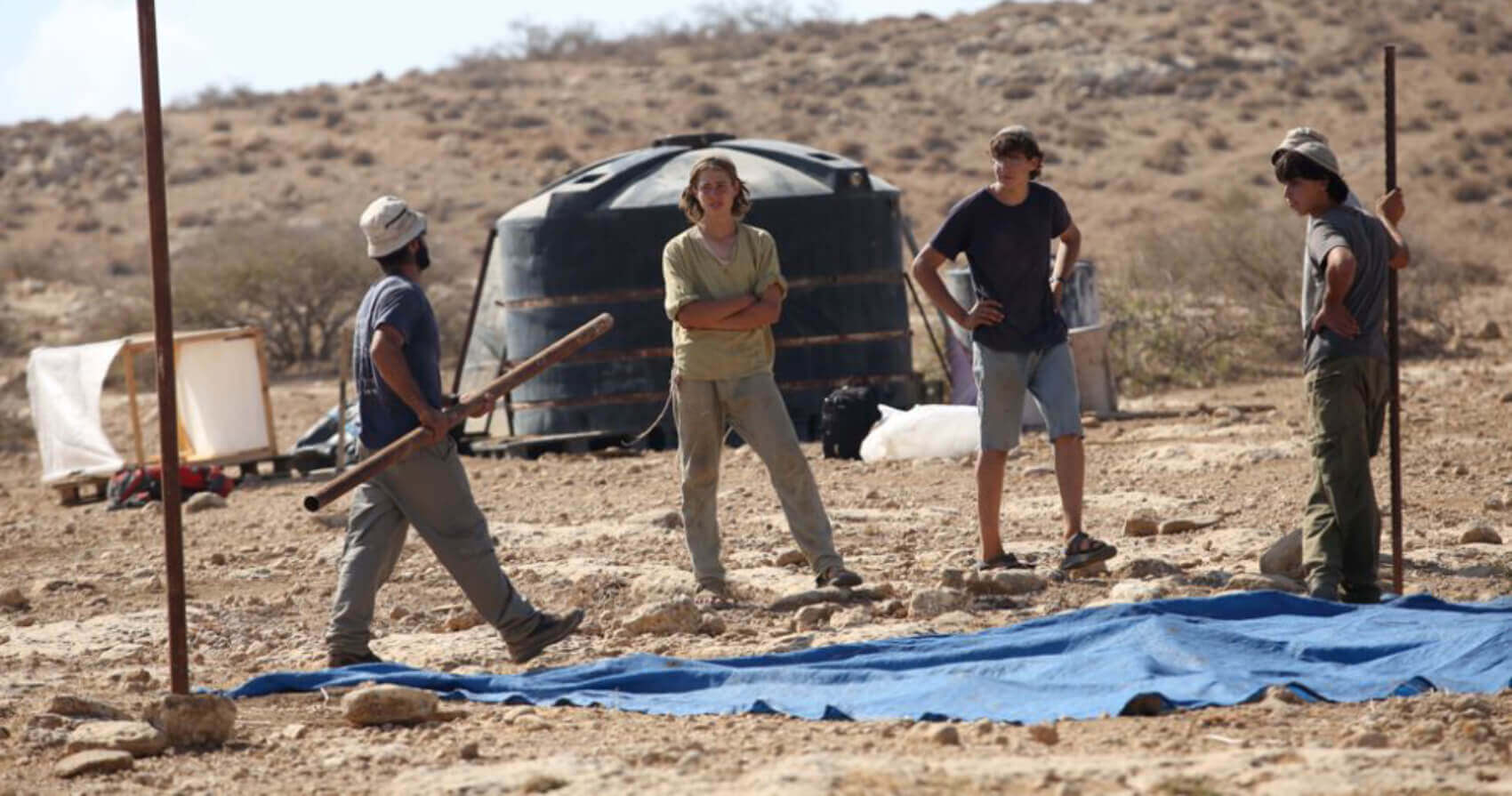 Thumbnail preview image for the video titled: Settlers establishing a new illegal outpost in Deir Abu Mashal while being confronted by Palestinians