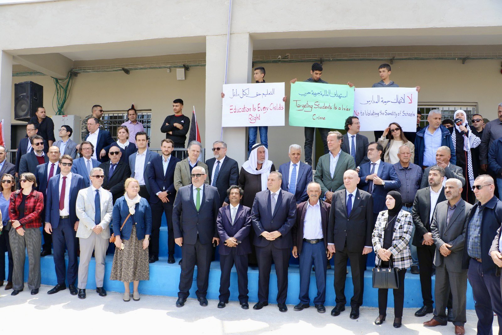 Thumbnail preview image for the video titled: Arab and international diplomats make solidarity tour of al-Mughayyir school