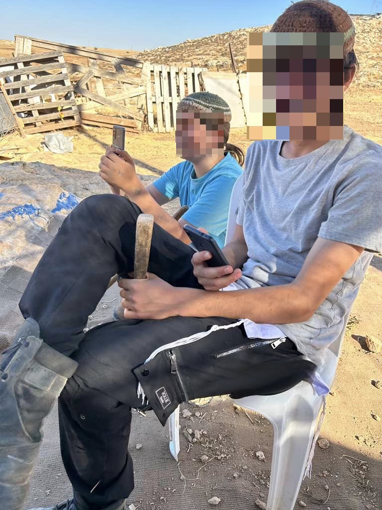 Thumbnail preview image for the video titled: In Khirbet al-Tuwil, children from Noam Jackson’s nearby outpost enter Palestinian homes armed with clubs