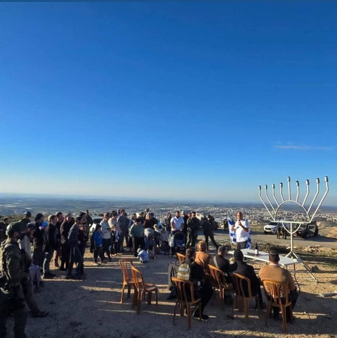 Thumbnail preview image for the video titled: Israel’s Settlement Minister Orit Strock, together with Har Hebron Regional Council head Eliram Azulay, participated in a Hanukkah ceremony at Jabal Tarousa