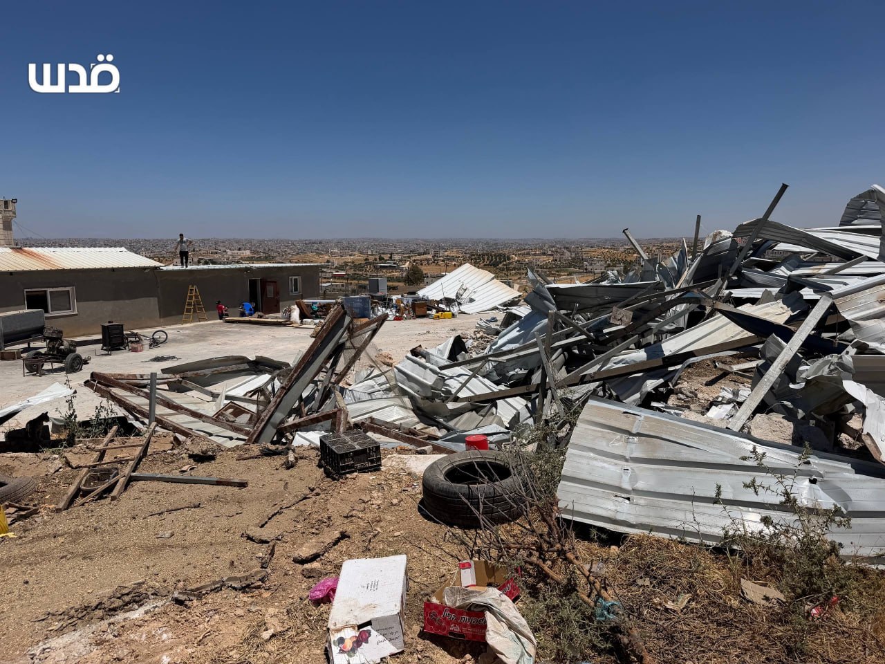 Thumbnail preview image for the video titled: Aftermath of the Israeli demolition operations in the Aghziwa area east of Yatta