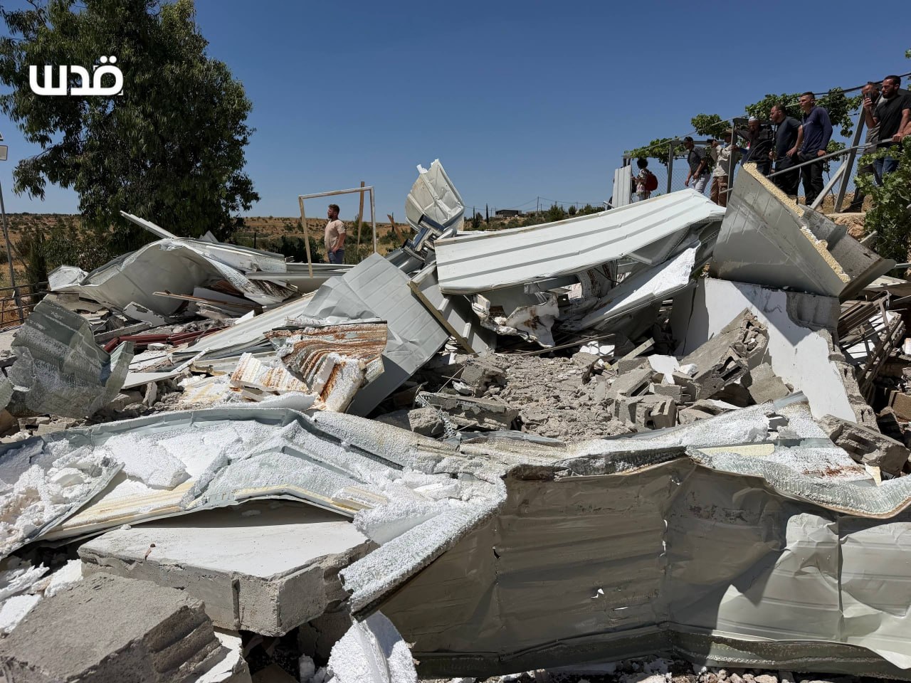 Thumbnail preview image for the video titled: Israeli occupation bulldozers continue demolition operations in the Aghziwa area east of Yatta