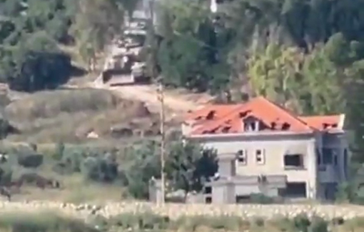 Thumbnail preview image for the video titled: Israeli forces, with a bulldozer and two tanks, advanced into Haddatha, southern Lebanon