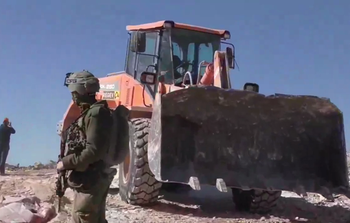 Thumbnail preview image for the video titled: Ynon Levi destroying school of Khirbet Safa Al-Fawqa for the Israeli forces