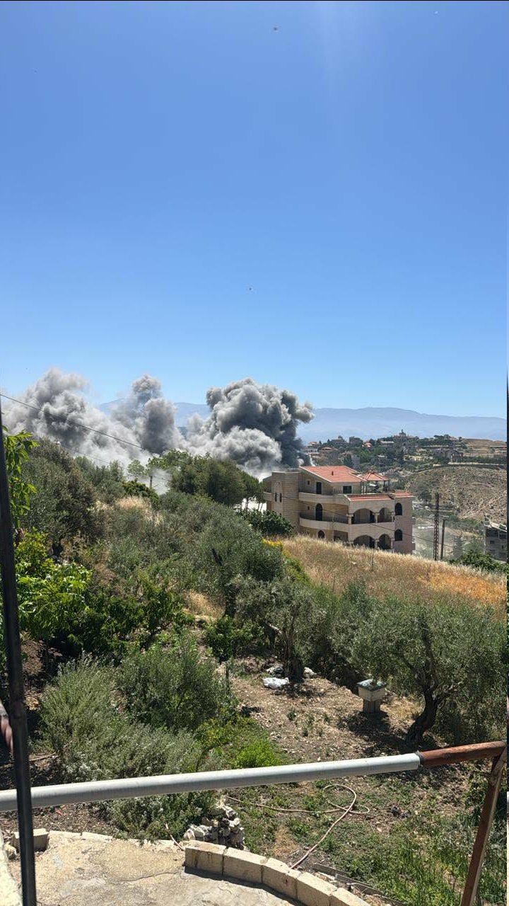 Thumbnail preview image for the video titled: Israeli airstrike on the town of Rihan, Lebanon, despite the ceasefire