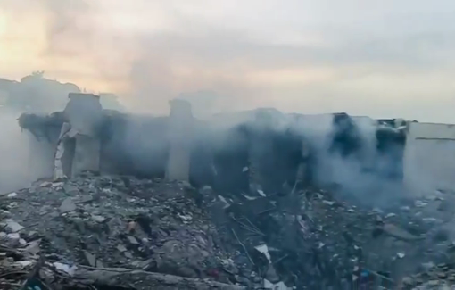 Thumbnail preview image for the video titled: Before dawn, Israeli strikes hit the vicinity of Tebnine Government Hospital in southern Lebanon, destroying a home, a bookstore, and a toy shop