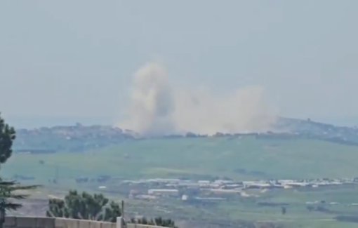 Thumbnail preview image for the video titled: 4 were killed in two Israeli strikes on the southern Lebanese town of Yohmor al-Shaqif
