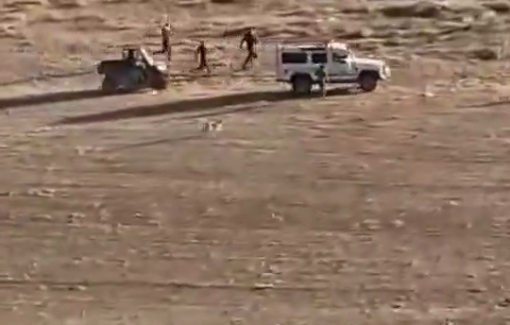 Thumbnail preview image for the video titled: Coordinated attack on the village of Fakheit, where settlers loot sheep under the protection of Israeli soldiers
