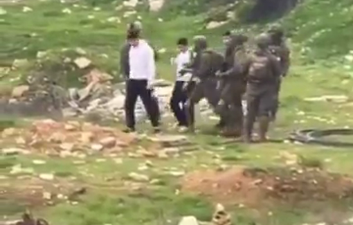 Thumbnail preview image for the video titled: Israeli forces arrested three Palestinian children near Beit Ummar, blindfolded and transferred them to a military camp in Karmi Tzur settlement