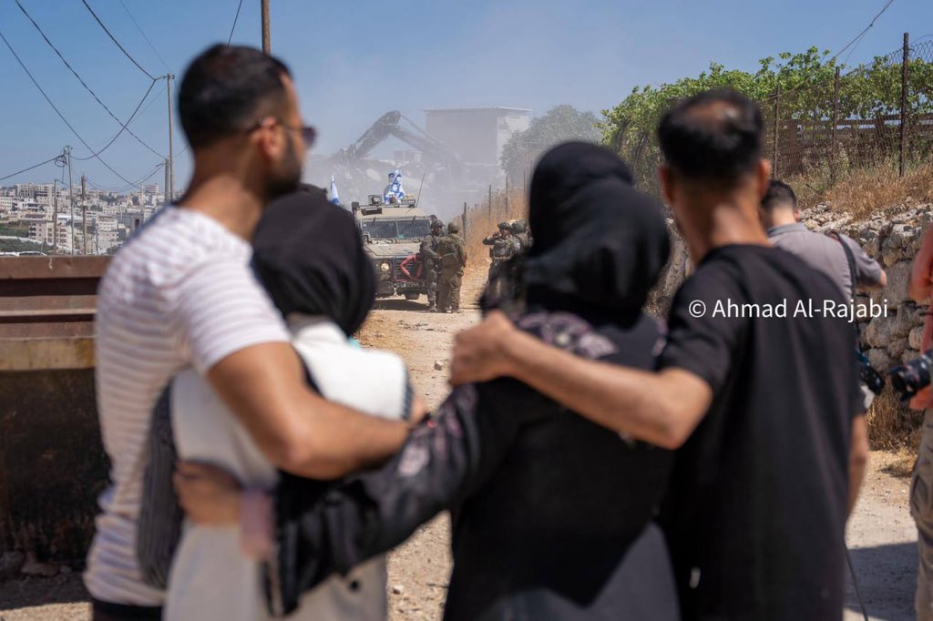 Thumbnail preview image for the video titled: Israeli forces tore down a Palestinian home in Khirbet Qalqas, leaving around 20 people homeless
