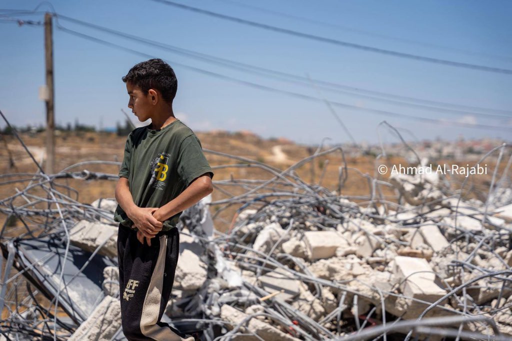 Thumbnail preview image for the video titled: Israeli forces tore down a Palestinian home in Khirbet Qalqas leaving around 20 people homeless