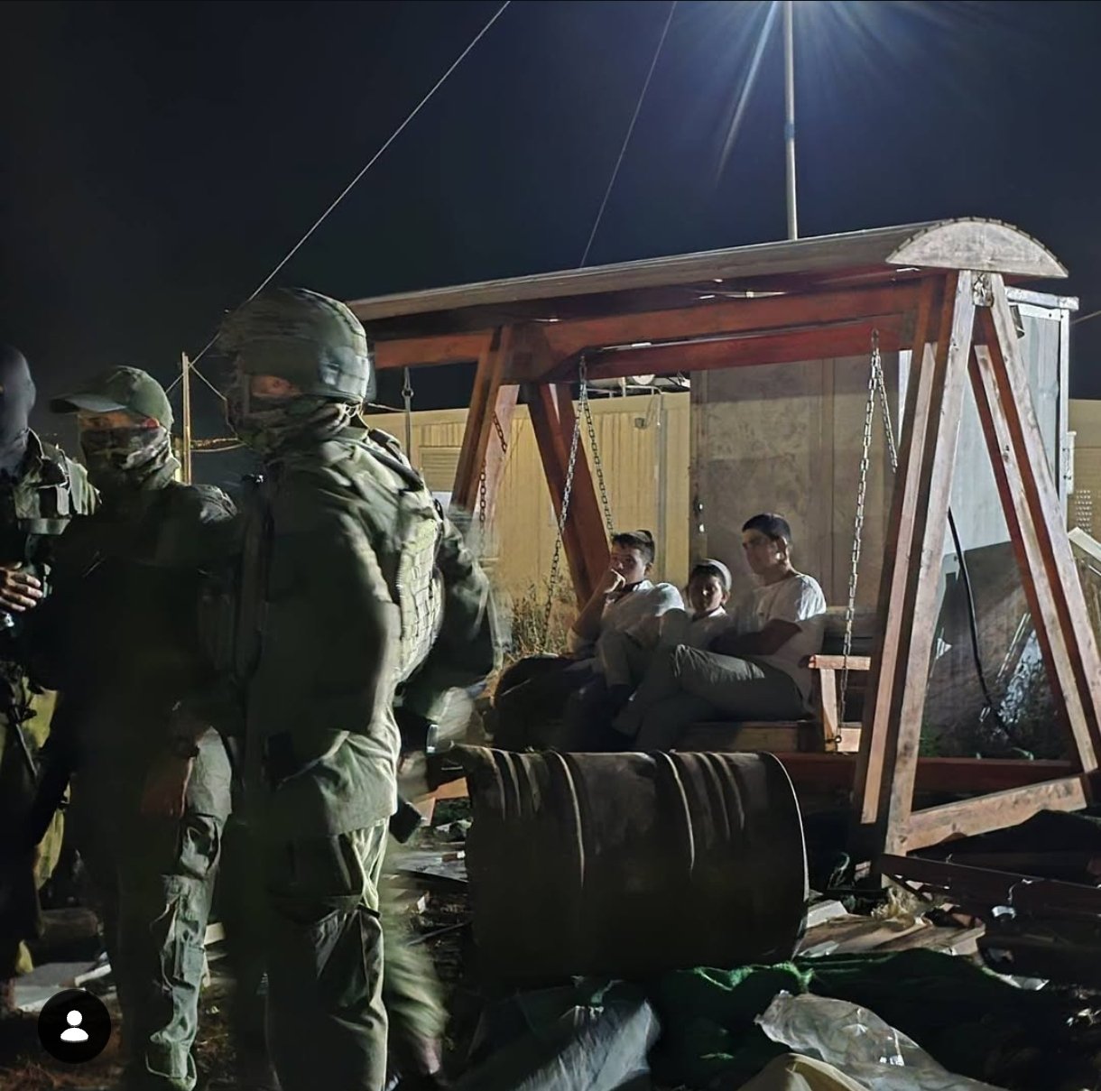 Thumbnail preview image for the video titled: An entire Palestinian family is prevented from using the bathroom because a settler placed a swing in front of it