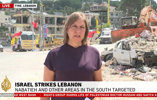 Thumbnail preview image for the video titled: In Nabatieh ".. we have been seeing Israeli air strikes, drone strikes, artillery shelling, home demolitions"