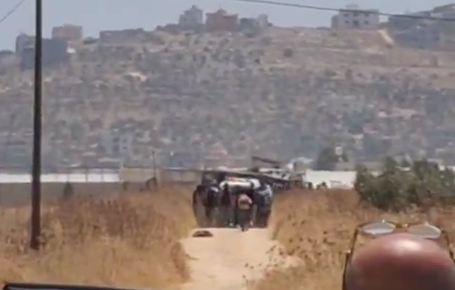 Thumbnail preview image for the video titled: Several Palestinians were shot at by a Jewish settler during a pogrom on Beit Furik agricultural lands