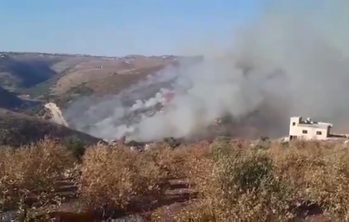 Thumbnail preview image for the video titled: Israel is burning the forests of Wadi al-Slouqi and Houla in South Lebanon.