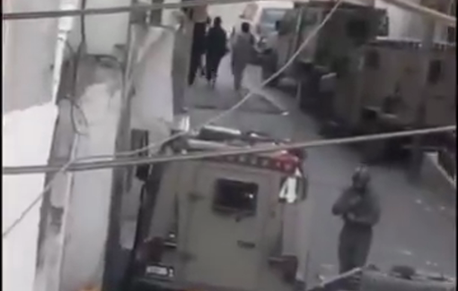Thumbnail preview image for the video titled: Israeli forced a Palestinian family out of their home in Qalandia RC during the ongoing raid