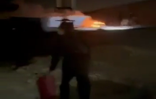 Thumbnail preview image for the video titled: Israeli settlers set fire to Palestinian homes at dawn in Khirbet al-Tuba, Masafer Yatta