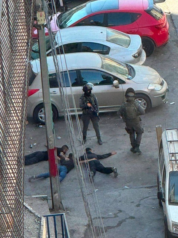 Thumbnail preview image for the video titled: Three Palestinian young men arrested and abused in Qalandiya by Israeli military forces
