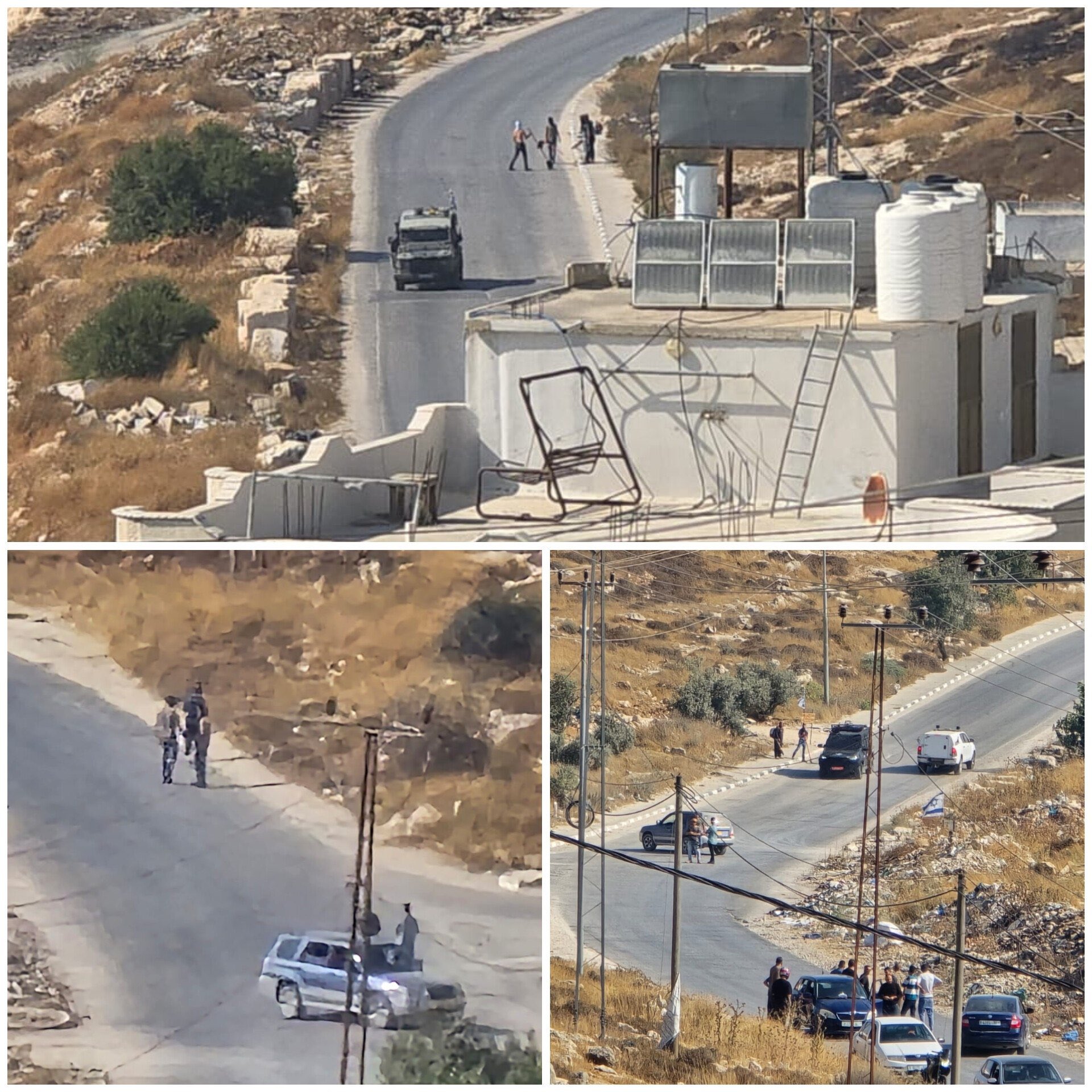 Thumbnail preview image for the video titled: During their attack, Israeli settlers block the road leading to Al-Adaisa area in the town of Sa’ir