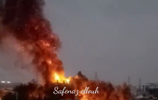 Thumbnail preview image for the video titled: Israeli artillery sets agricultural land on fire in central Gaza