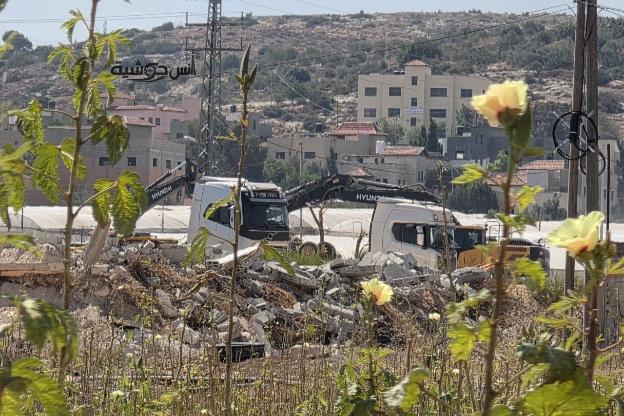 Thumbnail preview image for the video titled: Israeli forces demolished Palestinian businesses in Aba Al-Sharquiya to clear the way for the return of settler families to Ganim settlement