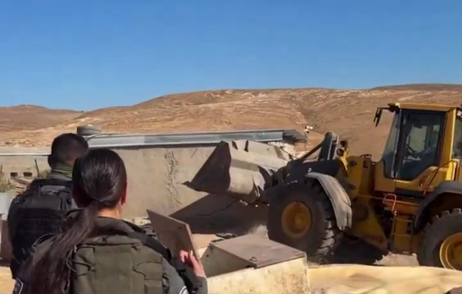 Thumbnail preview image for the video titled: Israeli forces demolish Palestinian homes, livestock shelters, and water wells in the village of Al-Fakheit.