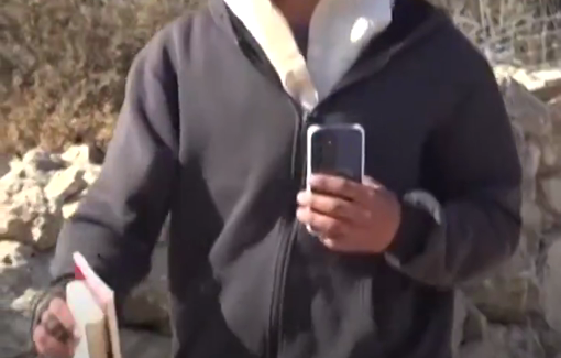 Thumbnail preview image for the video titled: Palestinian-American Loui Abu Ridi confronted an Israeli settler at his home in Qusra after returning from the US to find his property damaged