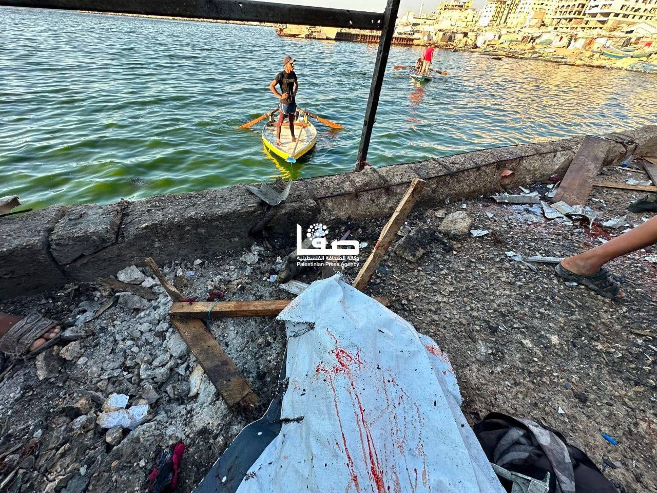 Thumbnail preview image for the video titled: Scene of Israel's massacre at busy Gaza Port cafe
