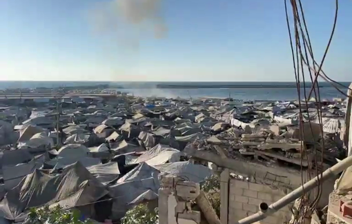 Thumbnail preview image for the video titled: Smoke rises from Gaza Port after Israel bombed a cafe