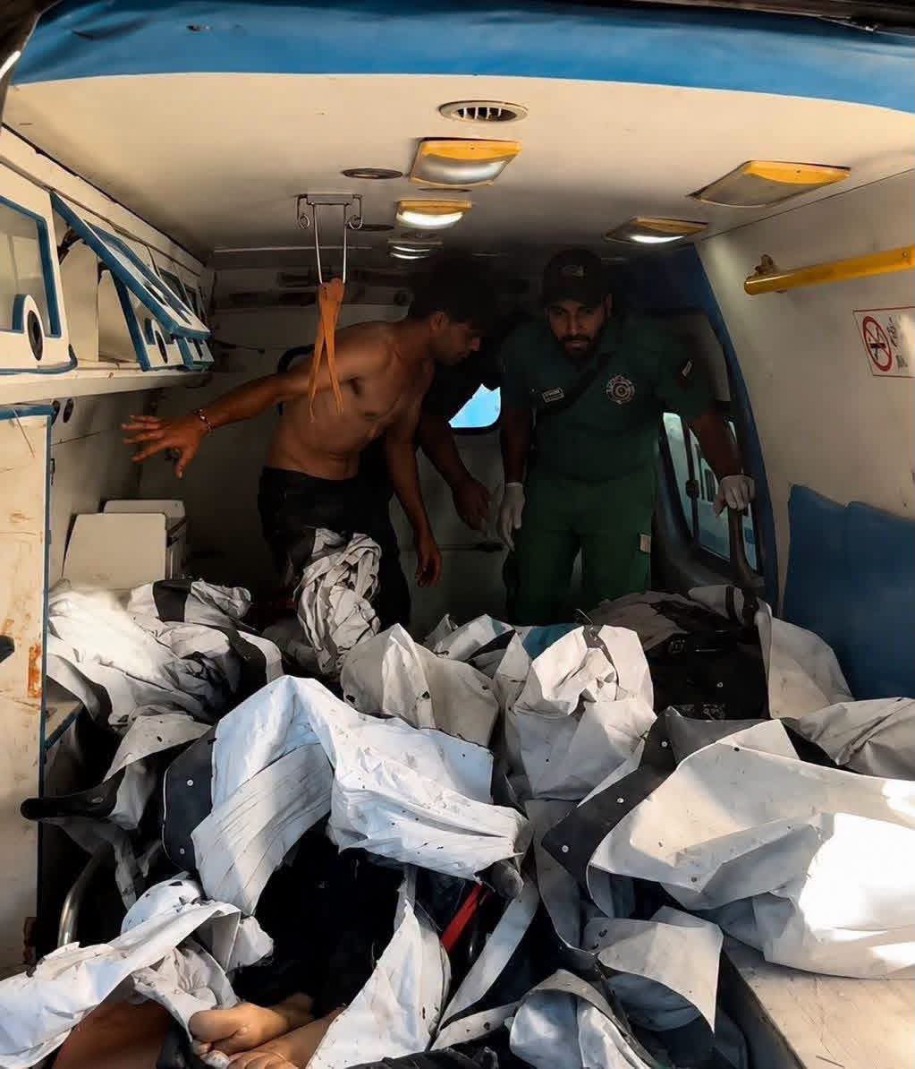 Thumbnail preview image for the video titled: Ambulance full of bodies of Palestinians killed by Israel at the Gaza Port