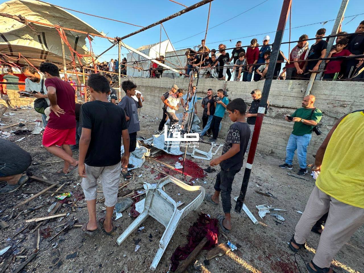 Thumbnail preview image for the video titled: Scene of Israel's massacre at busy Gaza Port cafe