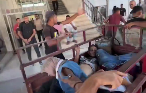 Thumbnail preview image for the video titled: Casualties brought to hospital following Israel's massacre at Gaza Port cafe