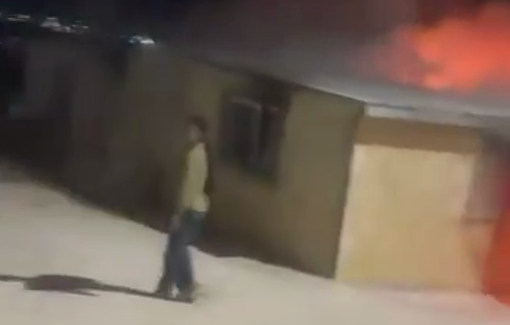 Thumbnail preview image for the video titled: Israeli settlers setting fire to a home in Khirbet al-Fakheit, west of Yatta