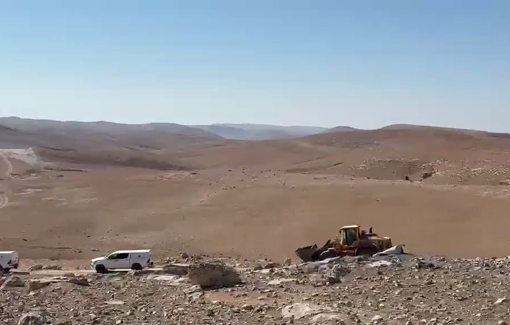 Thumbnail preview image for the video titled: Israeli civil administration demolished 3 homes, 2 water cisterns, 2 sheep pens, & a storage room for animal food in the village of al-Fakheit