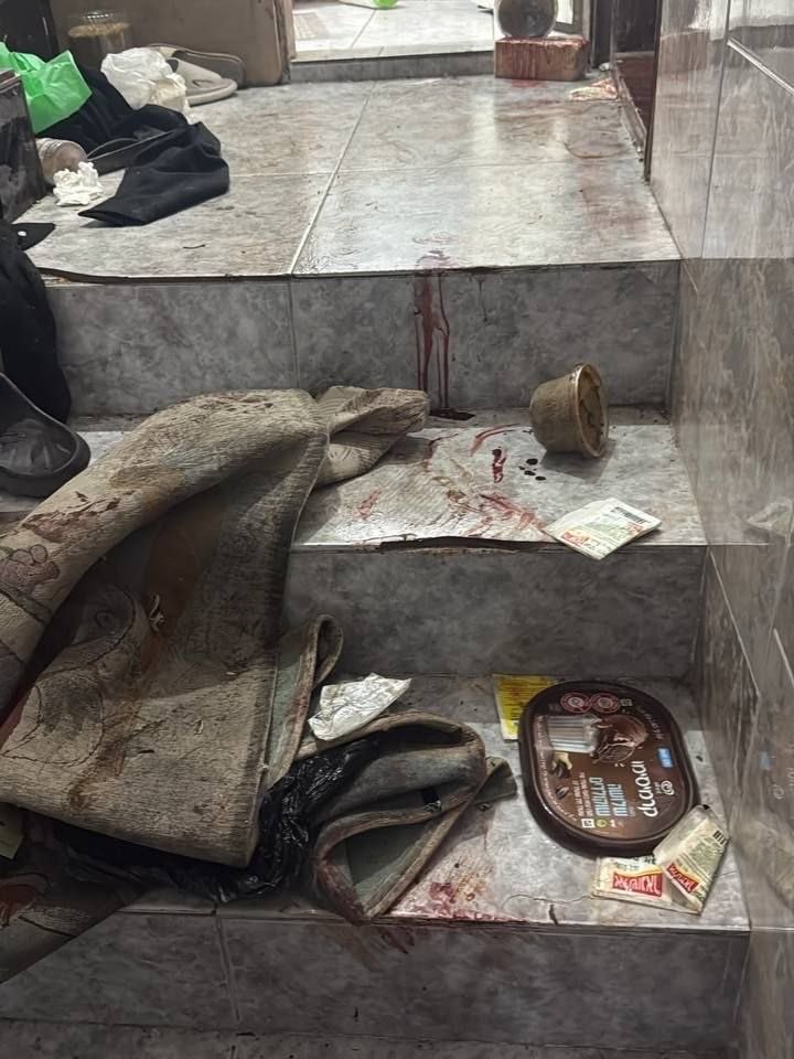 Thumbnail preview image for the video titled: Traces of blood of Fathi Khazem ‘Abu Raad’ following his execution t home by Israeli Special Forces