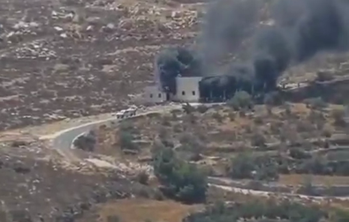 Thumbnail preview image for the video titled: Dozens of armed settlers devote their Shabbat to carried out a pogrom in Wadi Sa'ir setting in fire a resident home