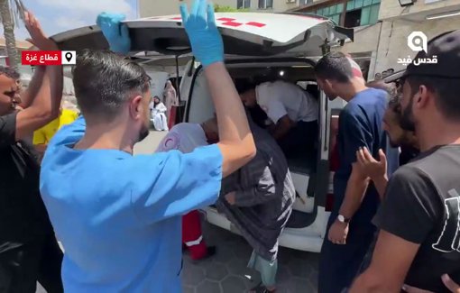 Thumbnail preview image for the video titled: Casualties taken to hospital after Israel bombed a house in Deir al-Balah