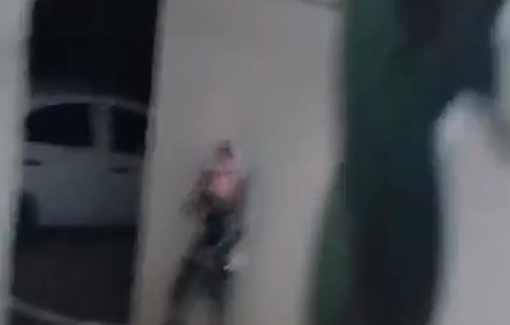 Thumbnail preview image for the video titled: Armed settler targeting resident in al Mughayyir during an overnight pogrom