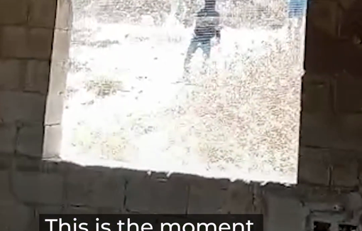 Thumbnail preview image for the video titled: Dozens of Israeli settlers stormed Qusra, stoning Palestinian workers at a house under construction
