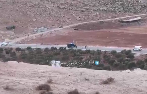 Thumbnail preview image for the video titled: In Al Mughayyir, Israeli forces preventing an ambulance from transporting the resident injured by settlers and soldiers