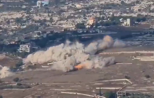 Thumbnail preview image for the video titled: The Israeli occupation army blew up the remaining houses in the town of Houla in southern Lebanon