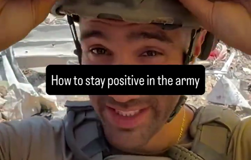 Thumbnail preview image for the video titled: IDF soldier Eli Wininger gives a trick on how to stay happy while destroying every last bit of hope or life left there