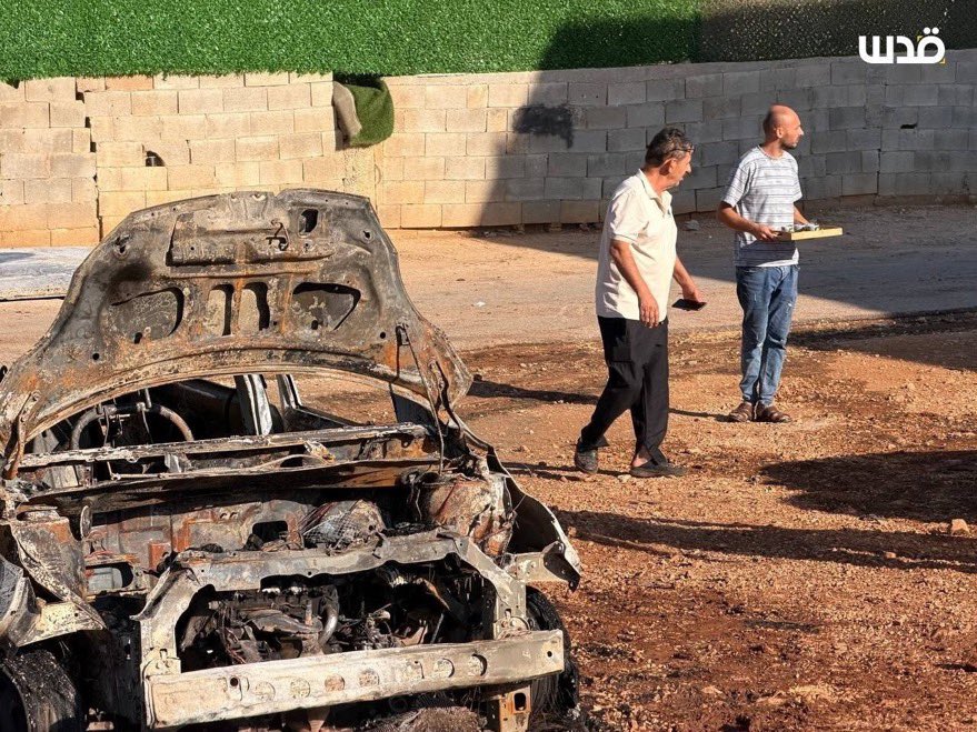 Thumbnail preview image for the video titled: Overnight, Israeli settlers setting fire to several Palestinian-owned vehicles in Beita