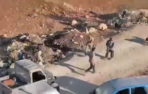 Thumbnail preview image for the video titled: Israeli settlers storm the vicinity of Palestinian homes in the village of Al-Mughayyir