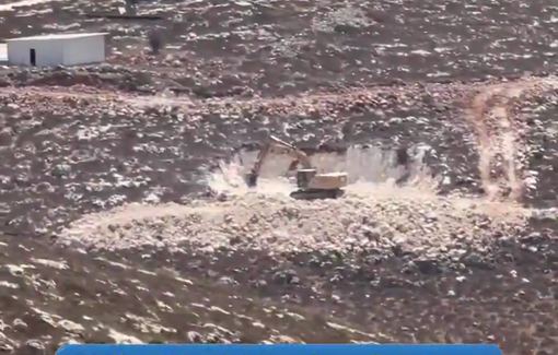 Thumbnail preview image for the video titled: Heavy Israeli machine destroying land and olive-trees in Jalud